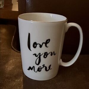kate spade White Mug with Black Script love you more